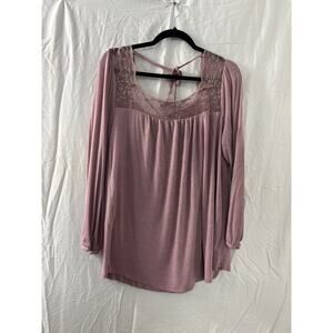 Mason & Belle Boho Lace Square‎ Neck Tie Womens Sx L Tunic Pink